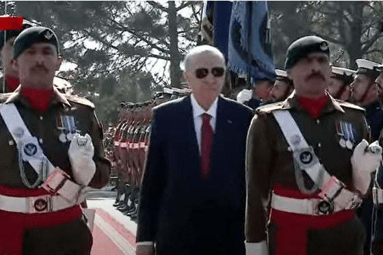 土耳其总统埃尔多安在总理府授予仪仗队