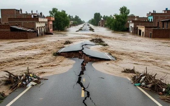 巴基斯坦洪水破坏20条道路，60个村庄断网