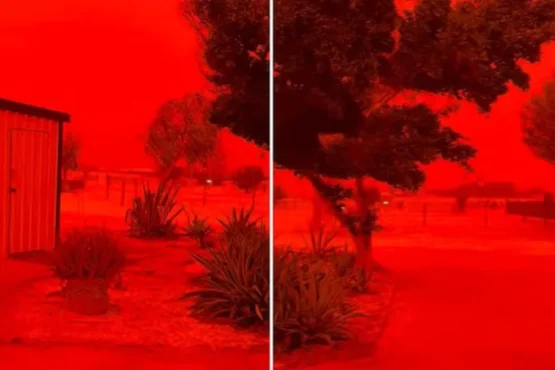 澳大利亚居民目睹罕见的血红色大气