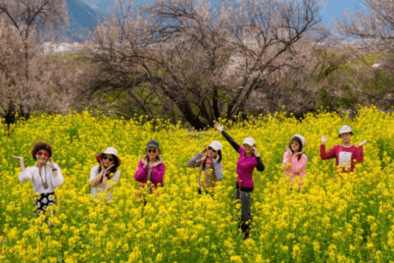 北京4月8日电（新华社/APP）：林芝市桃花盛开，吸引大批游客前来观赏这场盛大的花月盛会。 近年来，林芝市积极发展桃花经济，通过提升文化旅游体验、完善住宿和交通设施，为季节性消费和经济活动注入了持续动力。