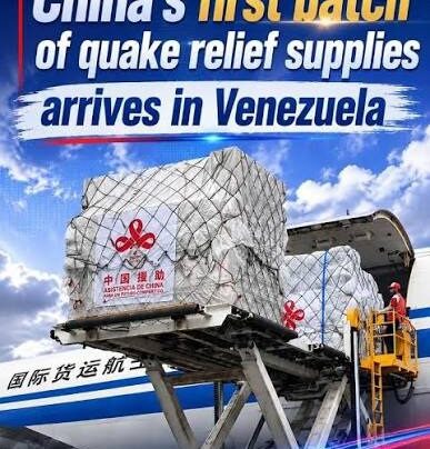China’s first batch of quake relief supplies arrives in Venezuela